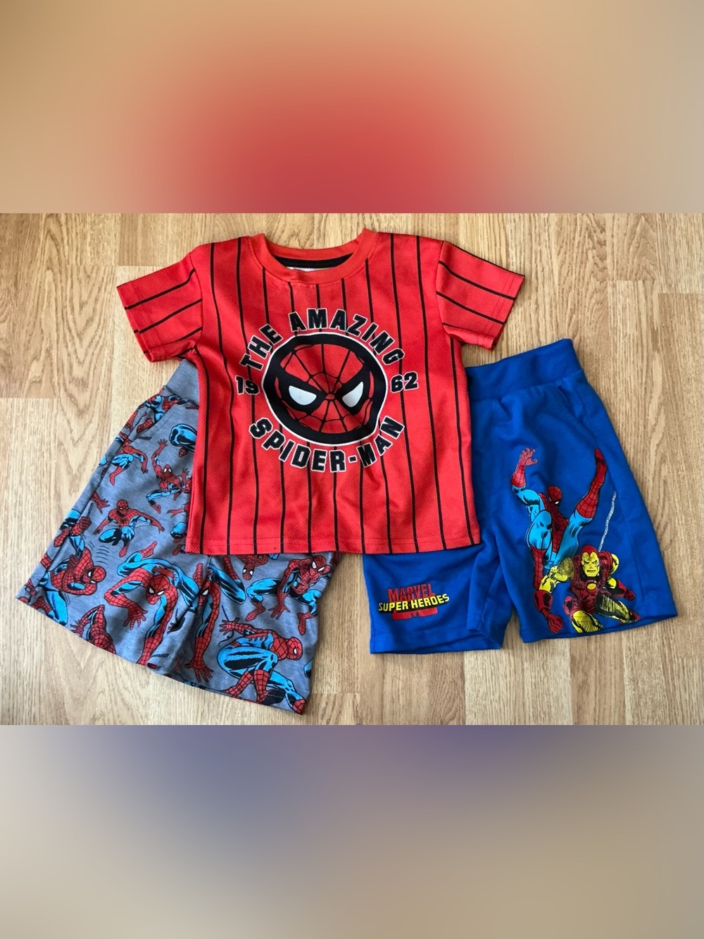 Marvel Spider-Man Red and Blue Kids Superhero Tee & Shorts Set Size 5
